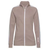 Bench. Loungewear Sweatjacke BENCH. LOUNGEWEAR Gr. 44/46, beige (beige-weiß) Damen Sweatjacken mit Seitenstreifen und Stehkragen, Loungewear