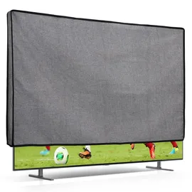 kwmobile 55" TV Abdeckung Indoor - Fernseher Hülle Bildschirmschutz Abdeckung - TV Bildschirm Staubschutzhülle - Fernsehabdeckung - Leinen Dunkelgrau