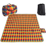 Picknickdecke Faltbar Fleece Stranddecke Camping-Decke 200x200cm Matte mit Rucksack, Homewit, Mit Aufbewahrungsbeutel, Wasserfeste Unterseite bunt