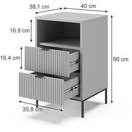 Vicco Nachtschrank Eliza 40 x 40 x 66 cm Grau/Schwarz