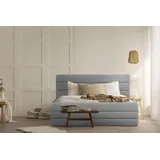 Home Affaire Polsterbett HOME AFFAIRE "Merrit", grau (hellgrau), B:213cm H:124cm L:234cm, Struktur (70% recyceltes Polyester, 30% Polyester), Betten, Polsterbett ohne Bettkasten Polsterbett, Quernaht im Kopf- und Fußteil, in 5 Breiten, auch in 220 cm Länge