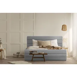 Home Affaire Polsterbett HOME AFFAIRE "Merrit", grau (hellgrau), B:213cm H:124cm L:234cm, Struktur (70% recyceltes Polyester, 30% Polyester), Betten, Polsterbett ohne Bettkasten Polsterbett, Quernaht im Kopf- und Fußteil, in 5 Breiten, auch in 220 cm Länge