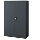 Jan Nowak Aktenschrank Metall Büroschrank abschließbar 90 cm KEVIN 3 Böden Stahl kompakt (Stahl 0,6 mm Wandmontage möglich PZH-zertifiziert 140 cm) Aktenschrank 30 Ordner Schloss 2 Schlüssel robust 5 Farben grau