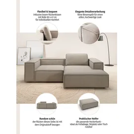 Home Affaire Ecksofa HOME AFFAIRE "Watertown, kompakte L-Form, 246 cm breite für kleinere Räume", grün, B:246cm H:68cm T:171cm, 96% Polyester, 4% Nylon, Sofas, Ecksofa, modernes Ecksofa mit Feincordbezug, platzsparend & bequem