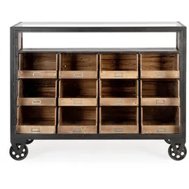 BIZZOTTO Kommode Mindil aus Holz, Industrial Design mit Metallgestell, natur, 12 Schubladen, Bizzotto