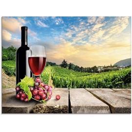 Artland Glasbild »Wein vor Weinbergen«, Berge, (1 St.), grün