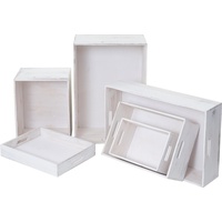 MCW 6er Set Holzbox MCW-C20, Dekokiste Aufbewahrung Holzkiste, Shabby-Look Vintage ~ weiß shabby