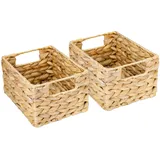 HMF Aufbewahrungskorb, geflochten aus Wasserhyazinthe Seegras, 2er Set, Größe S, 22 x 17 x 12 cm