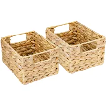 HMF Aufbewahrungskorb, geflochten aus Wasserhyazinthe Seegras, 2er Set, Größe S, 22 x 17 x 12 cm