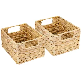 HMF Aufbewahrungskorb, geflochten aus Wasserhyazinthe Seegras, 2er Set, Größe S, 22 x 17 x 12 cm