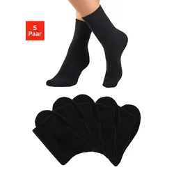 Basicsocken LAVANA, Damen, Gr. 35-38, 5x schwarz, Baumwollmischung, unifarben, elastisch, Socken, Thermosocken mit Vollfrottee