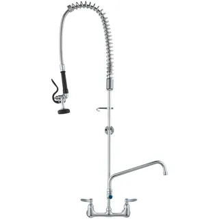 Vevor Kommerzielle Küchenarmatur Wasserhahn mit Ausziehbarer Vorspülbrause, 118 cm Höhe, 203 mm Mitte, 305 mm Schwenkauslauf, Messing Küchenspülenarmatur zur Deckmontage, für 1/2/3-Fach-Spüle