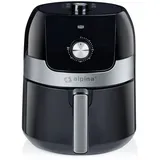 Alpina Airfryer - Heißluftfritteuse 1400W - Temperatur Einstellbar von 80 bis 200 °C - für 3 bis 5 Personen - Backofenmit Timer bis 60 Min - Spülmaschinefreundlich - Metal - Schwarz