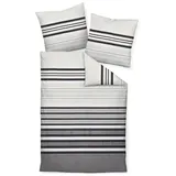 Janine Bettwäsche Janine JD Mako-Satin Bettwäsche 240x220 Streifen graphit sand 87040-08, Mako-Satin, 3 teilig grau