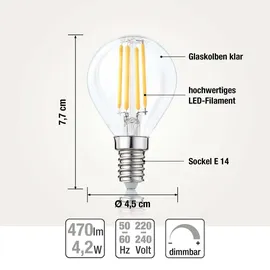 Hellum LED Glühbirne 4,5W E14 warmweiß 1 St. 208115