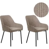 Beliani Esszimmerstuhl 2er Set LOVERNA Cord Beige