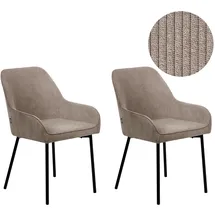 Beliani Esszimmerstuhl 2er Set LOVERNA Cord Beige