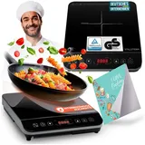 STILLSTERN Induktionskochplatte 2100W – Induktionskochfeld geeignet für 12–28 cm, Booster-Modus, Hitzebeständiger Kochmatte, Lautlos-Funktion, 19 Temperatur- & Leistungsstufen, 24h Timer, Touch