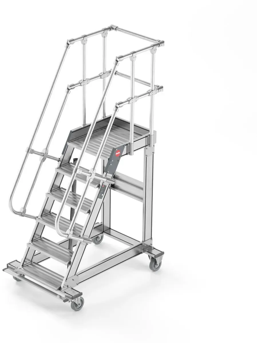 Hailo Professional Plattformtreppe fahrbar  45°, Stufenbreite 1000 mm 7 Stufen