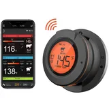 Vernetztes Fleischthermometer Mit 2 Sonden, 50 M Reichweite, Bluetooth 4.2, Ip64 Wasserdicht (für Smoker, Backofen, Grill)