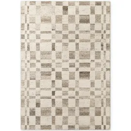 vikosa Structa, creme braun, B:200cm H:15mm L:300cm, Wolle, Teppiche, Handgemacht, Grafisch, Karo, Natur, Wolle, Wohnzimmer,Schlafzimmer