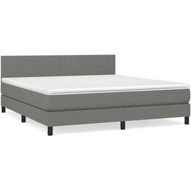 vidaXL Boxspringbett mit Matratze Dunkelgrau 160x200 cm Stoff