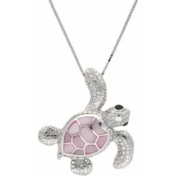 Kette mit Anhänger FIRETTI "Schmuck Geschenk Silber 925 Halsschmuck Halskette Schildkröte", rosa (silber, 925, rosa), Halsketten, Damen, Silber 925 (Sterlingsilber), L: 45cm B: 1mm, mit Perlmutt, B:1mm