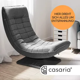 CASARIA Sessel verstellbare Rückenlehne 360° Drehbar Klappbar 150kg Belastbarkeit Gepolstert Wohnzimmer Gaming Relax Boden Grau