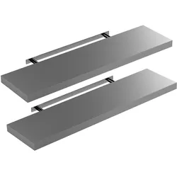 Casaria 2x Wandregal Matt Grau mit Halterung 90cm Schwebend