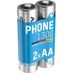 Telefon Akku Mignon AA LR06 1300 mAh 1,2V Ni-MH, 2 Stück EINHEITSGRÖSSE