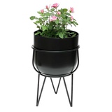 DanDiBo Ambiente DanDiBo Blumenhocker mit Topf Metall Schwarz 42,5 cm Blumenständer 96151 Blumensäule Modern Pflanzenständer Pflanzenhocker