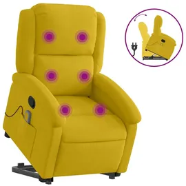 vidaXL Massagesessel mit Aufstehhilfe Samt 144,5 x 82 x 0 cm Gelb mit Fernbedienung