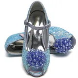ELSA & ANNA Prinzessin Schuhe Mädchen - 3 cm Hoher Absatz - Glitzer High Heels für Kinder - Für ELSA Kleid, Partys, Fasching, Karneval (BLU23) - 27 EU