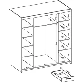 masseno Drehtürenschrank ELENORA 176,3 x 190,5 x 53 cm Braun