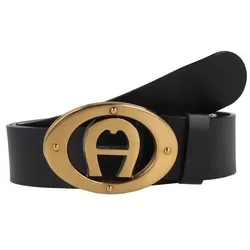 AIGNER Logo Gürtel Leder 100 cm schwarz
