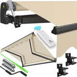Kesser KESSER® Elektrische Gelenkarmmarkise mit Fernbedienung Markise Gelenkmarkise Terrassenmarkise Klemmmarkise Sonnenmarkise inkl. Wandhalterung Sonnenschutz Balkonmarkise wasserabweisender
