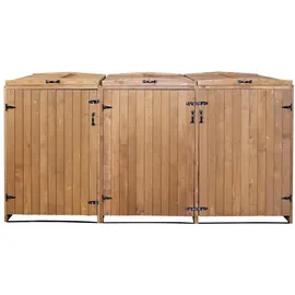 MCW XL 3er-/6er-Mülltonnenverkleidung MCW-H74, Mülltonnenbox, erweiterbar 126x238x98cm Holz MVG ~