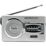 INDIN BC-R2033 Tragbares Mini-FM/AM-Dualband-Radio mit 3,5-mm-Kopfhöreranschluss, Betrieb mit 2 AA-Batterien, Lieferung ohne Batterien, Silber - Silber