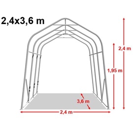 TOOLPORT Garagenzelt Unterstand Lagerzelt 2,4x3,6 m in grau, ohne Statik - (67836)