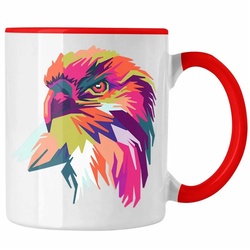 Trendation Tasse Trendation – Adler Polygon Tasse Geschenk Adler-Fans Kaffeetasse rot