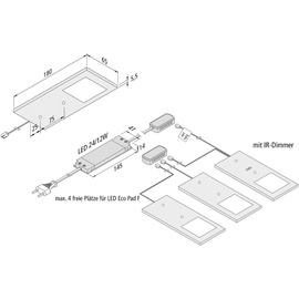 Hera LED Unterbauleuchte Küche 3x3 W, Küchenleuchte Eco-Pad F 3x-Set 3000K