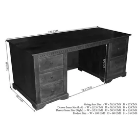 MASSIVMOEBEL24.DE Schreibtisch Akazie 180x80x74 nougat lackiert OXFORD #529