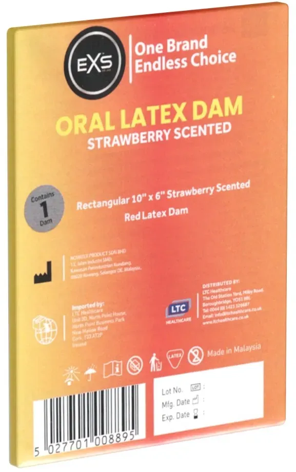 «Strawberry Scented Oral Latex Dam», 1 Lecktuch aus Latex (1 Tuch) 1 St