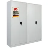 Proregal Flügeltürenschrank Aktenschrank 180x160x40 cm Silber