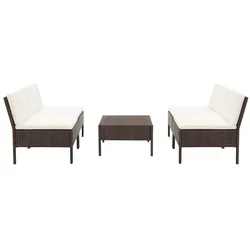 vidaXL 5-tlg. Garten-Sofagarnitur mit Auflagen Poly Rattan Braun