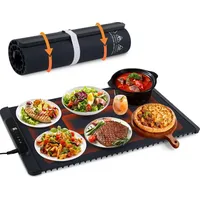 Bettizia 65x38cm Elektrischer Speisewärmer, Food Warming Mat Electric Warming Rollable Silicone Heating Mat für Partys Alltäglicher Gebrauch EU-Ste - Dunkelgrau