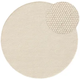 benuta pure Wollteppich Weiß, ø 150 cm rund - Naturfaserteppich aus Wolle