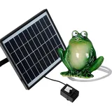 Storm's Gartenzaubereien Wasserspeier Frosch dunkelgrün mit Akku Solarpumpe 12cm aus Keramik Laufzeit ohne Sonne 4-5 Stunden