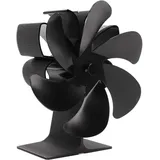 6-blatt-ofenventilator, Schwarz, Selbststartend, Hitzebeständig, Energieeffizient, Wärmebetrieben, Für Zuhause