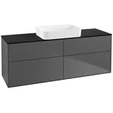 Villeroy & Boch Finion Waschtischunterschrank G73200GK 160x60,3x50,1cm, Glass Black Matt, Anthracite Matt